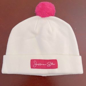 NWT Jeffrey Star white & pink beanie